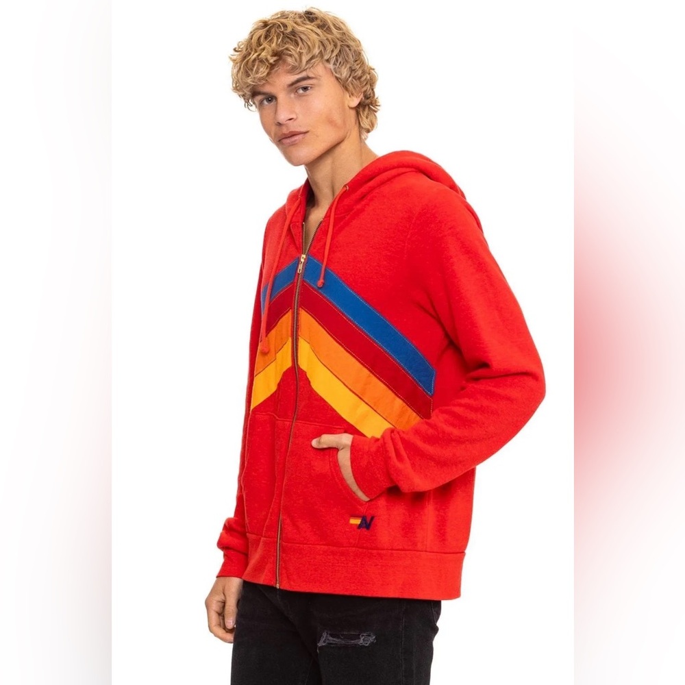 Aviator Nation NWT Mountain Stitch Chevron 4 Zip Hoodie - Picture 2 of 4